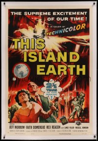 3j0458 THIS ISLAND EARTH linen 1sh 1955 sci-fi classic, wonderful art with aliens by Reynold Brown!