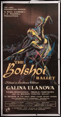 3k0132 BOLSHOI BALLET linen English 3sh 1957 great colorful Keith Inman art of Russian dancers!