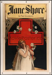 3k0133 JANE SHORE INCOMPLETE linen stage play English 3sh 1900s cool art of woman praying by cross!