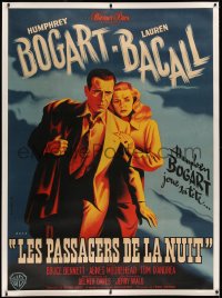 3k0124 DARK PASSAGE linen French 1p 1948 Pierre Pigeot art of Humphrey Bogart & sexy Lauren Bacall!