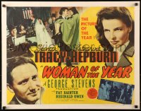 3k0044 WOMAN OF THE YEAR 1/2sh 1942 great image of Spencer Tracy & Katharine Hepburn, ultra rare!
