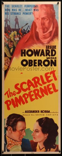 3k0057 SCARLET PIMPERNEL insert 1935 Leslie Howard as disguised hero & Merle Oberon, ultra rare!