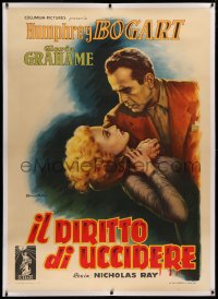 3k0129 IN A LONELY PLACE linen Italian 1p 1951 Ballester art of Humphrey Bogart & Grahame, ultra rare!
