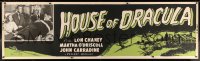 3k0115 HOUSE OF DRACULA paper banner R1950 Chaney, Stevens, Frankenstein Glenn Strange, different!