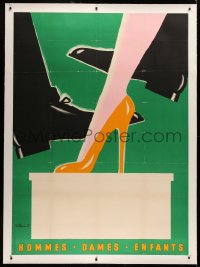 3k0157 BERNARD VILLEMOT linen 45x62 French advertising poster 1960s art of male & female shoes!