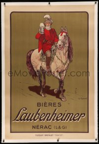 3k0159 BIERES LAUBENHEIMER linen 31x47 French advertising poster 1915 Ripart art of Henry IV w/beer!