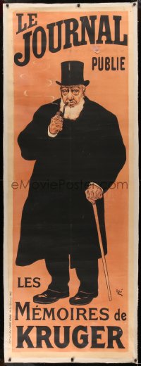 3k0167 LE JOURNAL linen 28x77 French advertising poster 1902 Oge art of Uncle Paul Kruger with pipe!