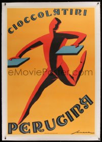 3k0152 PERUGINA linen 37x53 Italian special poster 1970s repro of 1920s poster, Seneca chocolate man!