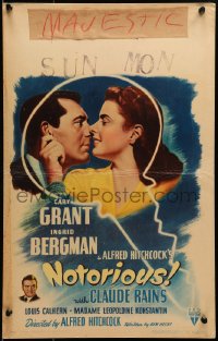 3k0089 NOTORIOUS WC 1946 Cary Grant & Ingrid Bergman, Alfred Hitchcock WWII classic, ultra rare!