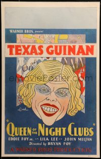 3k0091 QUEEN OF THE NIGHT CLUBS WC 1929 great stylized Gard art of Texas Guinan, ultra rare!