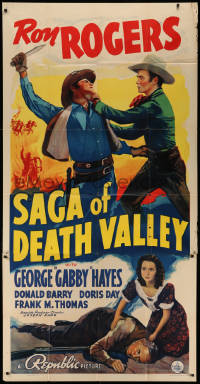 3m0144 SAGA OF DEATH VALLEY 3sh 1940 cool art of cowboy Roy Rogers in death struggle, ultra rare!