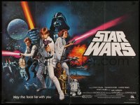 3m0002 STAR WARS pre-Awards British quad 1977 George Lucas classic sci-fi epic, art by Tom Chantrell!