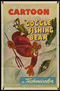 3m0217 GOGGLE FISHING BEAR 1sh 1947 art of Barney Bear with trident surprising deep sea diver, rare!
