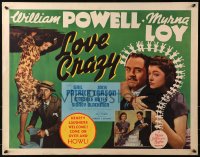 3m0031 LOVE CRAZY 1/2sh 1941 montage of images of William Powell & pretty Myrna Loy, ultra rare!