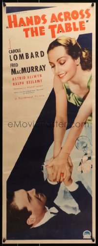 3m0052 HANDS ACROSS THE TABLE insert 1935 Fred MacMurray & sexiest Carole Lombard, ultra rare!