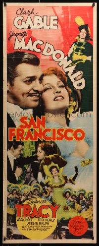 3m0065 SAN FRANCISCO insert 1936 great montage of Clark Gable & sexy Jeanette MacDonald, very rare!