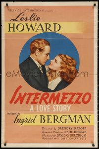 3m0219 INTERMEZZO 1sh 1939 romantic c/u of Ingrid Bergman & Leslie Howard, A Love Story, rare!
