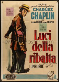 3m0177 LIMELIGHT Italian 1p 1952 cool different full-length Nano art of Charlie Chaplin, ultra rare!