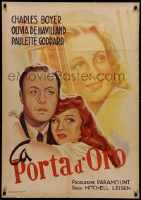 3m0088 HOLD BACK THE DAWN Italian 1sh 1949 Boyer, Paulette Goddard & Olivia de Havilland, very rare!