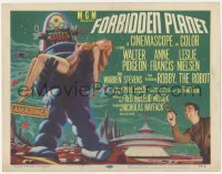 3m0261 FORBIDDEN PLANET TC 1956 great artwork of Robby the Robot carrying Anne Francis, classic!
