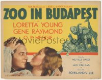 3m0278 ZOO IN BUDAPEST TC 1933 romantic c/u of Loretta Young & Gene Raymond + animal art, very rare!