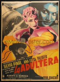 3m0188 LA ADULTERA Mexican poster 1956 great art of sexy bad girl adulteress Silvia Pinal, rare!