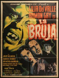 3m0189 LA BRUJA Mexican poster 1954 cool c/u artwork of deformed monster + top cast, ultra rare!