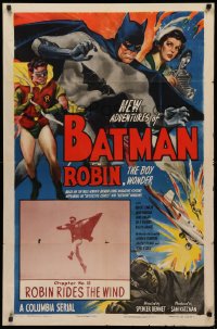 3m0231 NEW ADVENTURES OF BATMAN & ROBIN chapter 12 1sh 1949 great art of both stars + Robin in inset!
