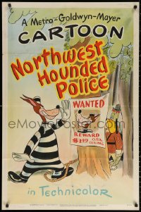 3m0232 NORTHWEST HOUNDED POLICE 1sh 1946 Tex Avery cartoon, art of Mountie Droopy & wolf con, rare!