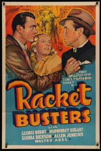 3m0237 RACKET BUSTERS Other Company 1sh 1938 Humphrey Bogart blackmails George Brent, ultra rare!