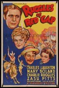 3m0239 RUGGLES OF RED GAP 1sh 1935 art of Charles Laughton, Mary Boland, Charlie & Zasu Pitts, rare!