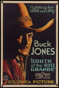 3m0019 SOUTH OF THE RIO GRANDE 1sh 1932 finest cowboy poster art of Buck Jones, ultra rare!