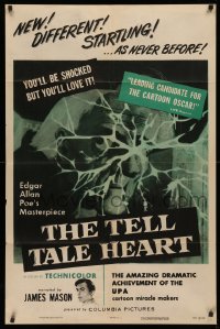 3m0245 TELL-TALE HEART 1sh 1953 animation of Edgar Allan Poe's classic story, cool art, ultra rare!