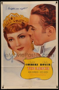 3m0249 TOVARICH 1sh 1937 super close up of Russian royalty Claudette Colbert & Charles Boyer, rare!