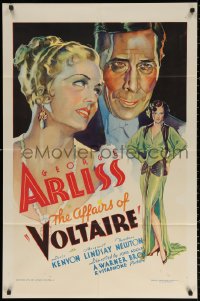 3m0253 VOLTAIRE 1sh 1933 colorful art of George Arliss, sexy Doris Kenyon & Margaret Lindsay, rare!