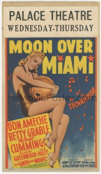 3m0150 MOON OVER MIAMI mini WC 1941 different art of sexy Betty Grable in swimsuit with ball, rare!