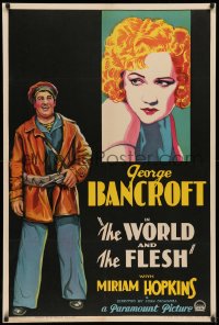 3m0022 WORLD & THE FLESH 1sh 1932 Russian George Bancroft betrays country for Miriam Hopkins, rare!