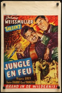 3p0194 SWAMP FIRE Belgian 1949 Johnny Weissmuller & Buster Crabbe in fight + Virginia Grey, rare!