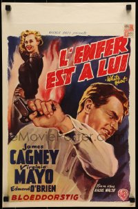 3p0203 WHITE HEAT Belgian 1949 different Wik art of James Cagney & Mayo, classic film noir!