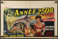 3p0206 WORLD WITHOUT END Belgian 1956 different sci-fi art with sexy Nancy Gates!