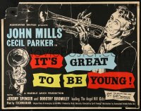 3p0041 IT'S GREAT TO BE YOUNG English 1/2sh 1956 art of music teacher John Mills playing trumpet!