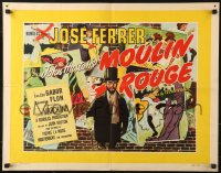 3p0042 MOULIN ROUGE English 1/2sh 1953 Huston, different art of Jose Ferrer as Toulouse-Lautrec!