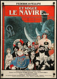 3p0106 AND THE SHIP SAILS ON French 16x22 1983 Federico Fellini, great art by Jacques Tardi!