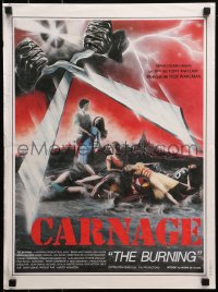 3p0110 BURNING French 16x21 1982 great summer camp giant scissor killer horror artwork by Ambrieu!