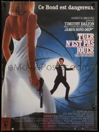 3p0130 LIVING DAYLIGHTS French 15x20 1987 Tim Dalton as James Bond & sexy Maryam d'Abo w/gun!