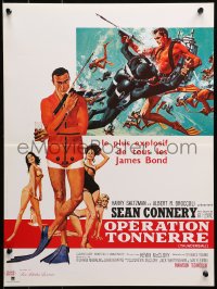 3p0143 THUNDERBALL French 16x21 R1980s art of Sean Connery as James Bond 007 by McGinnis and McCarthy