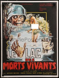 3p0149 ZOMBIE LAKE French 16x21 1981 Le Lac Des Morts Vivants, great art of Nazi undead & naked girl!