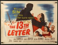 3p0754 13th LETTER 1/2sh 1951 Otto Preminger, Linda Darnell, a strange kind of killer is loose!