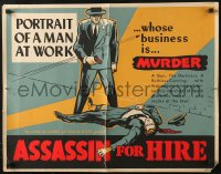 3p0774 ASSASSIN FOR HIRE 1/2sh 1951 different smoking gun & murder scene art, he'll kill again!