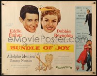 3p0808 BUNDLE OF JOY style B 1/2sh 1957 Debbie Reynolds, Eddie Fisher, Adolphe Menjou, stork!
